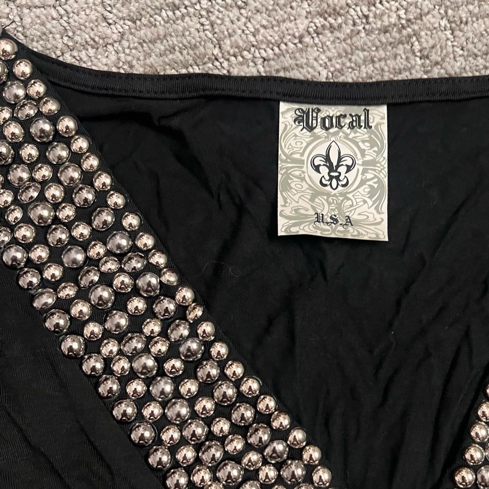 Vocal Studded Black and Silver Tank Top - Picture 2 of 3